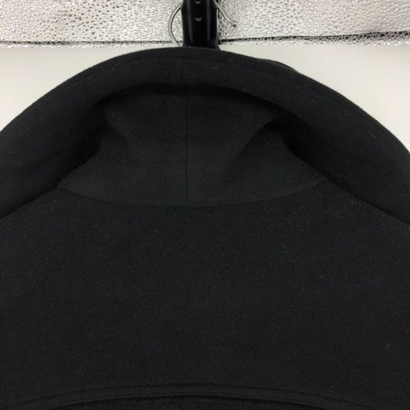 Soia and Kyo Black Wool blend Asymmetrical Buttoned Pea Coat womens Medium - Picture 11 of 15